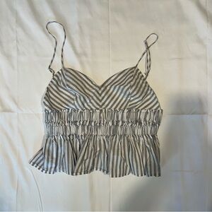 Express Striped Smocked Peplum Tank Top | Size M